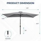 Rectangular Patio Umbrella with Crank Tilt - UV-Resistant Canopy