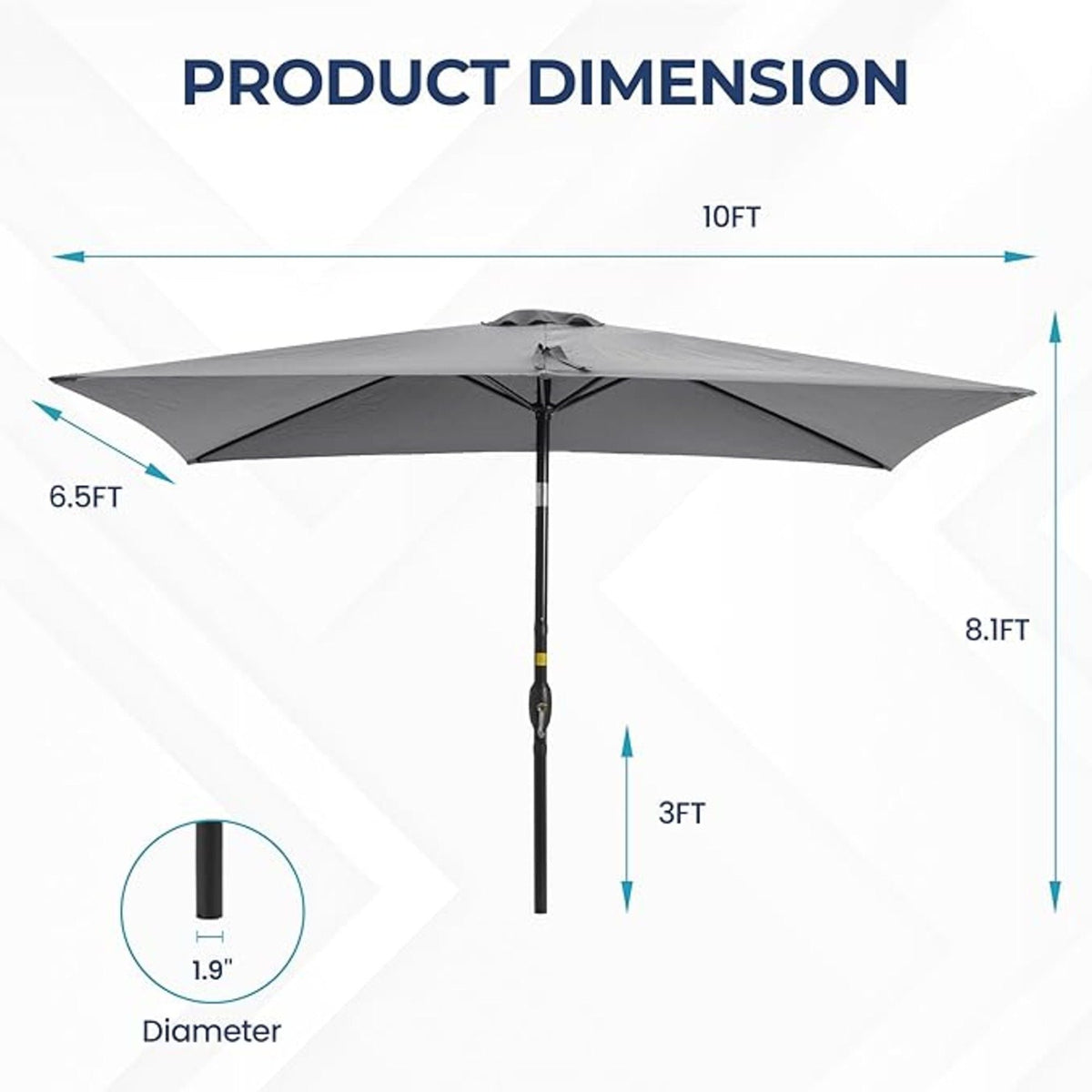 Rectangular Patio Umbrella with Crank Tilt - UV-Resistant Canopy