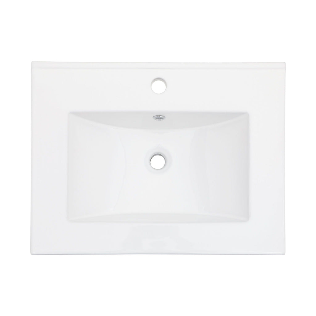 Premium Rectangular Vanity Top with Single Faucet Hole and Overflow - White