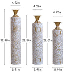 White / Gold Metal Floor Vases Set of 3 with Durable Modern Design
