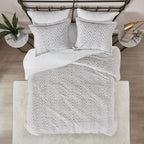 Full/Queen Ultra Plush Down Alternative Comforter Set with Chevron Pattern - Ivory