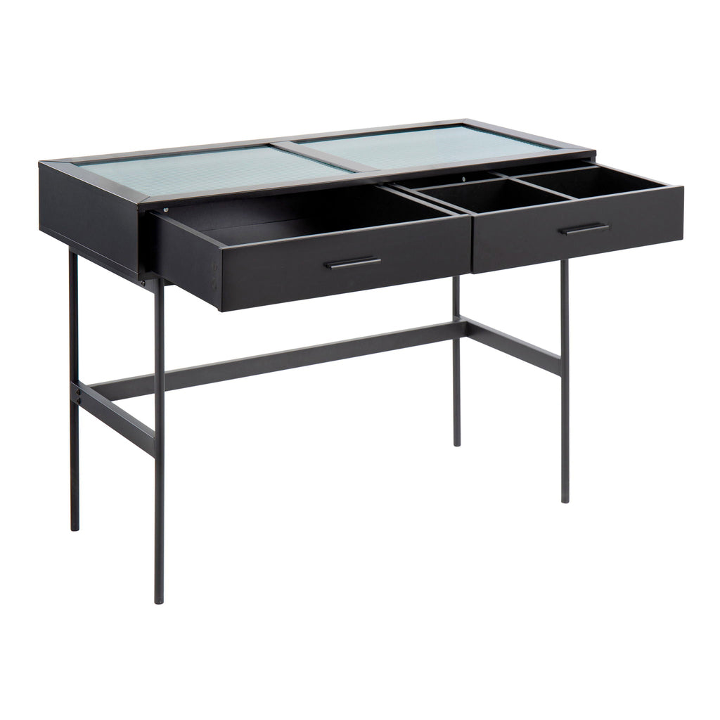 Contemporary Console Table with Tempered Glass Top - White or Black