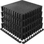 0.6 Inch Thick Gym Floor Mats with EVA Foam - Black