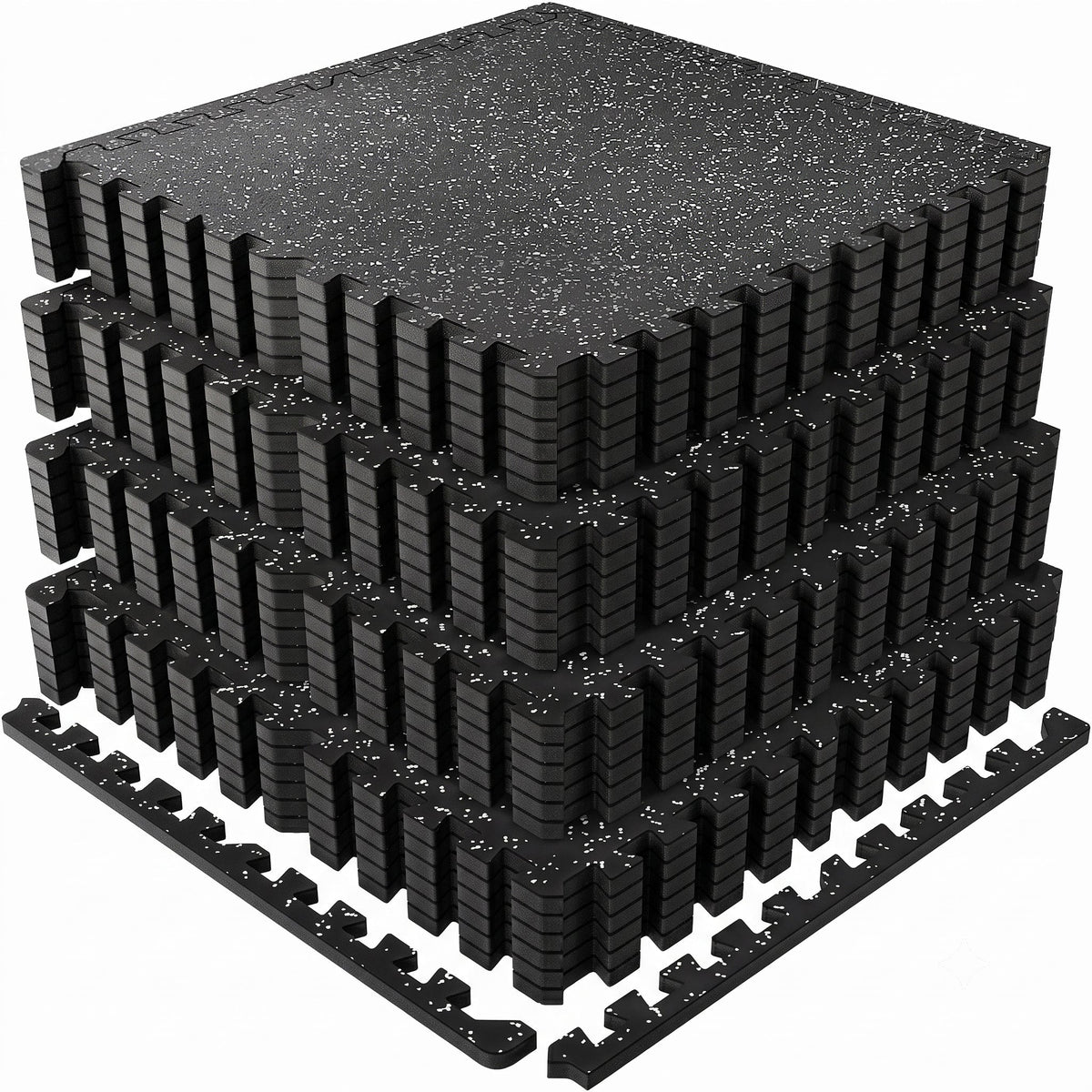 0.6 Inch Thick Gym Floor Mats with EVA Foam - Black