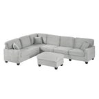 U-Shaped Upholstered Sectional Sofa with Movable Ottoman