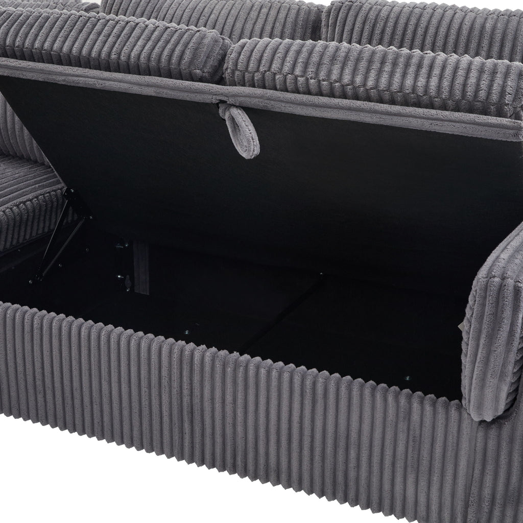 Convertible U-Shaped Sectional Sofa Bed with USB Ports and Storage – Black, Dark Gray, Blue