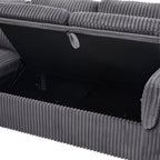 Convertible U-Shaped Sectional Sofa Bed with USB Ports and Storage – Black, Dark Gray, Blue