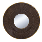 Round Wooden Wall Mirror with Iron Frame - Neutral Colorway