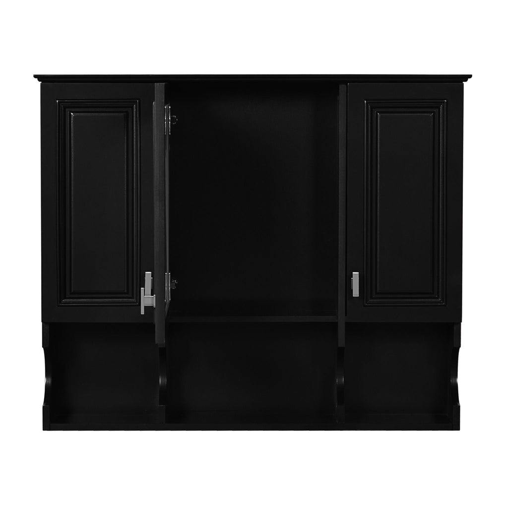 Wall Mounted Bathroom Medicine Cabinet With Mirror & Open Shelves