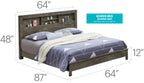 Transitional Storage Bed with Headboard Shelving - Multiple Colors