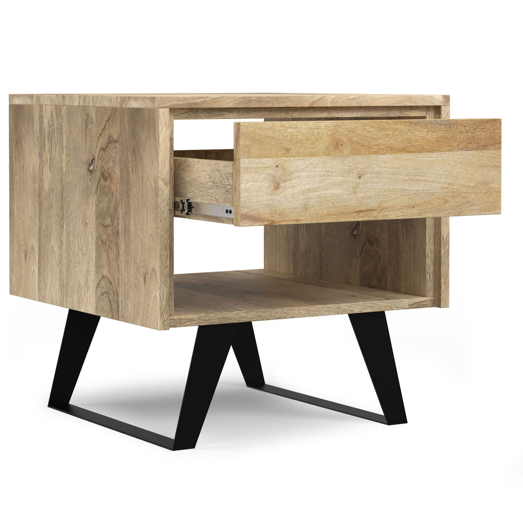 Handcrafted Acacia End Table with 1 Drawer - Light Brown, Dark Gray, or Dark Brown