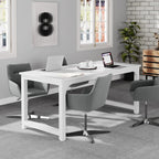 Large Executive Desk with Thick Frame - White
