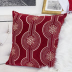Holiday Throw Pillow with Snowflake Embroidery - 20x20 Inch