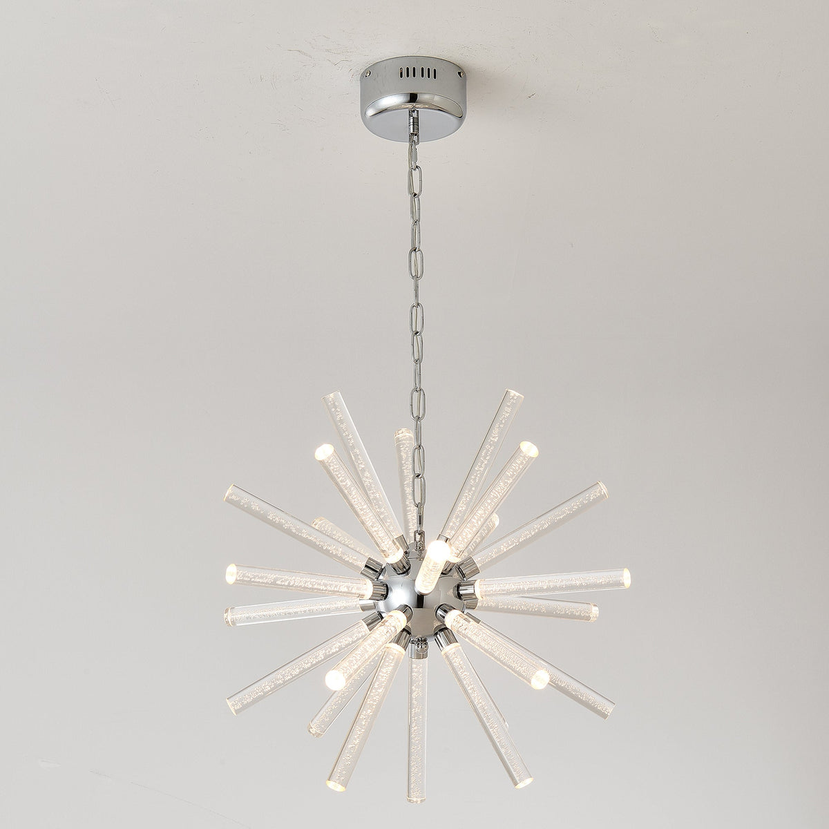 24-Light Bubble Pillar Chandelier with Adjustable Pendant Lighting - Metal