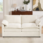Modern Loveseat Sofa with Side Storage Pockets - Green, Beige, or Dark Gray
