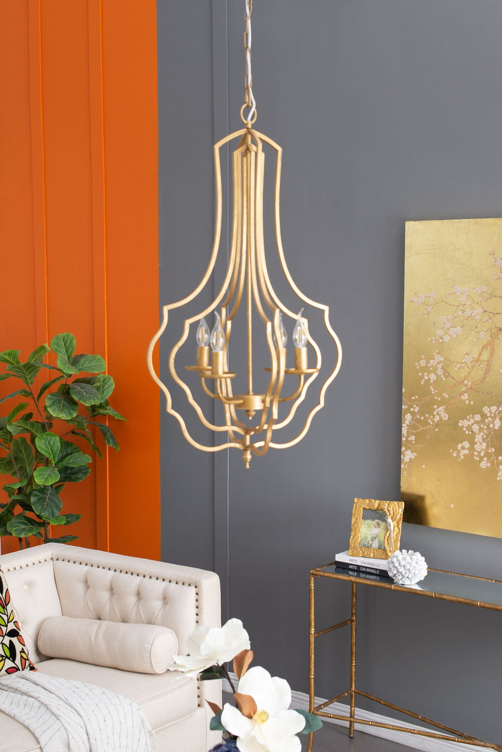 4 Light Chandelier - Adjustable Hanging Light Fixture