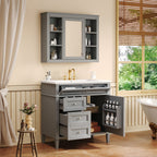 Bathroom Vanity With Mirror Cabinet and Single Sink - Soft-Closing Doors