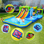 9-in-1 Inflatable Bounce House with Water Features - Multicolor