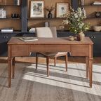 Brown Executive Desk with 3 Drawers - Satin-Gold Hardware