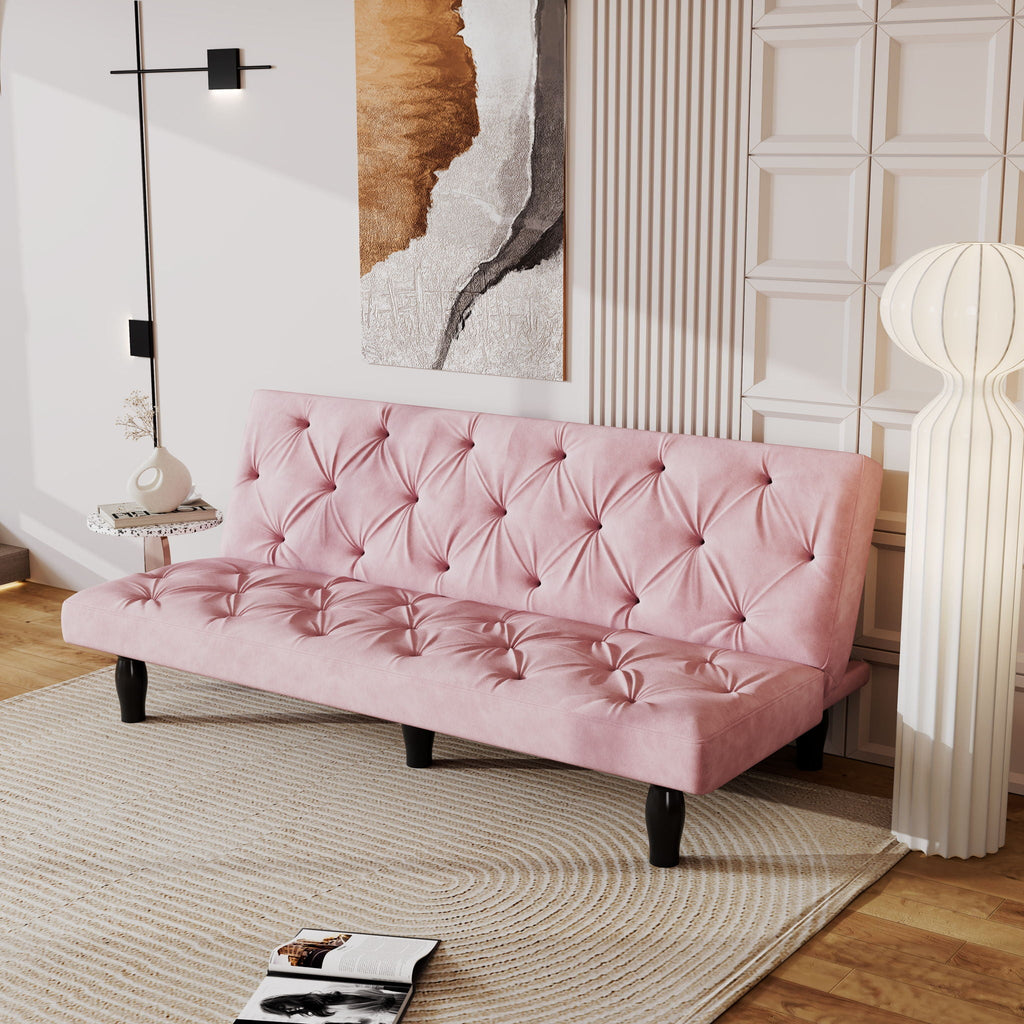 Sofa Bed With Adjustable Backrest with Premium Fabric – Black or Pink