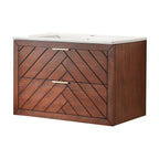 30" Floating Single Vanity Cabinet with Ceramic Top - Walnut
