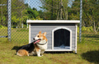 Medium Wooden Outdoor Dog House with Waterproof Roof and Elevated Floor - Dark Gray or Dark Red