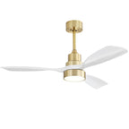 Indoor Ceiling Fan with Dimmable LED Light and 6-Speed Remote - Light Brown or White