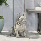 French Bulldog Garden Sculpture with Weather-Resistant Finish - Gray