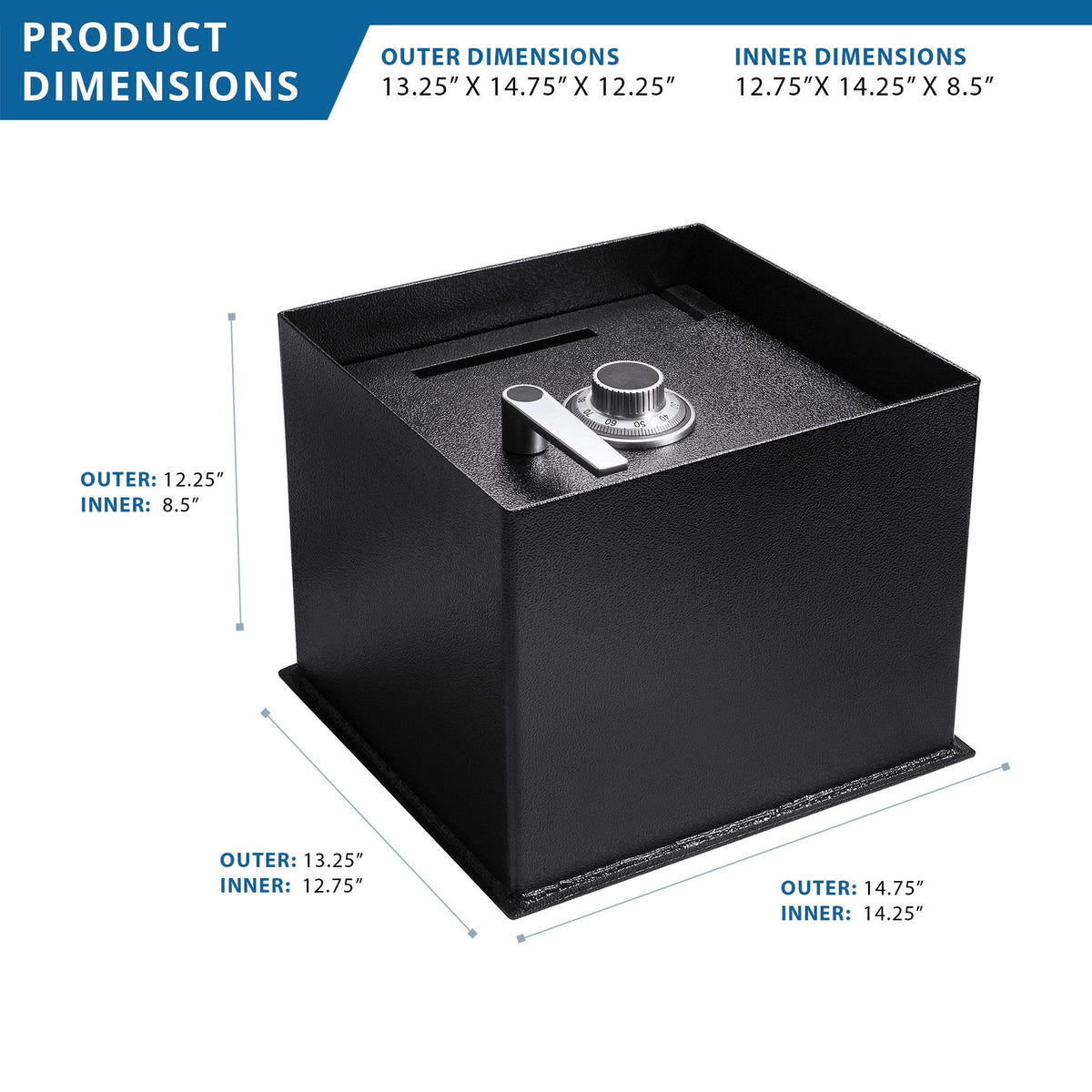 0.89 Cubic Ft Floor Safe with Combination Lock - Black