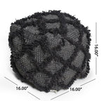 Handcrafted Wool and Cotton Pouf with Durable Construction - Brown