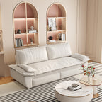 3-in-1 Convertible Velvet Sofa Bed with Queen Pull Out Sleeper - Beige/White