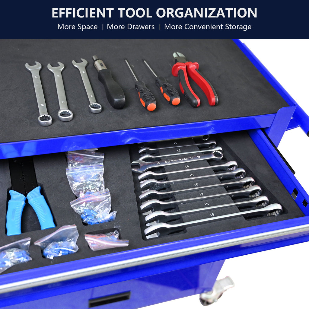 Multifunctional 4-Drawer Tool Cart with Wheels - Blue or Orange