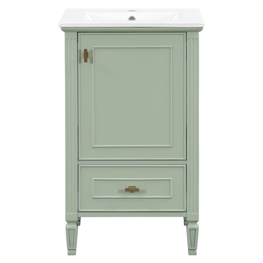 Retro Bathroom Vanity With Sink with Soft-Closing Doors - Green or Dark Gray