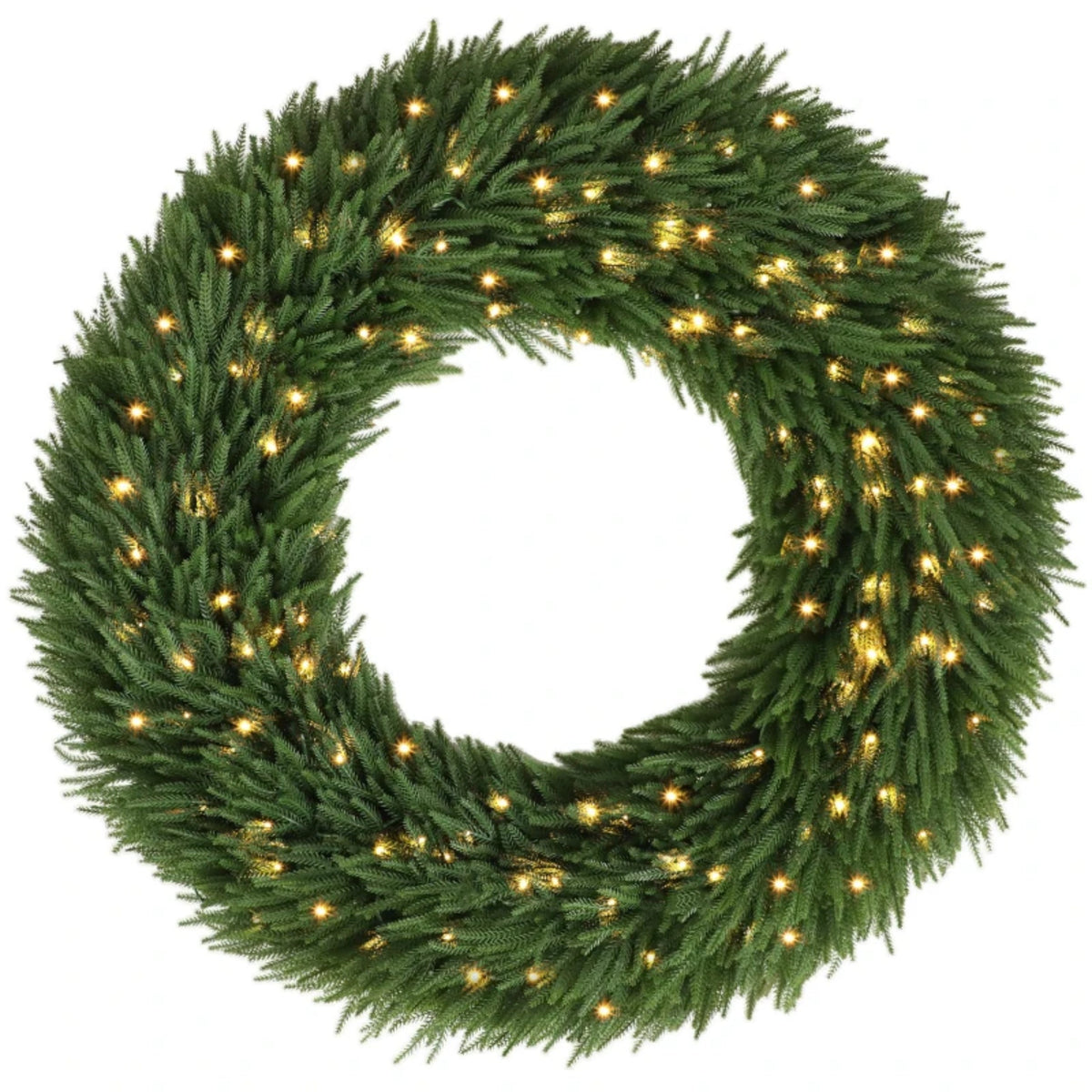 48" Artificial Norfolk Pine Christmas Wreath with LED Lights - Green