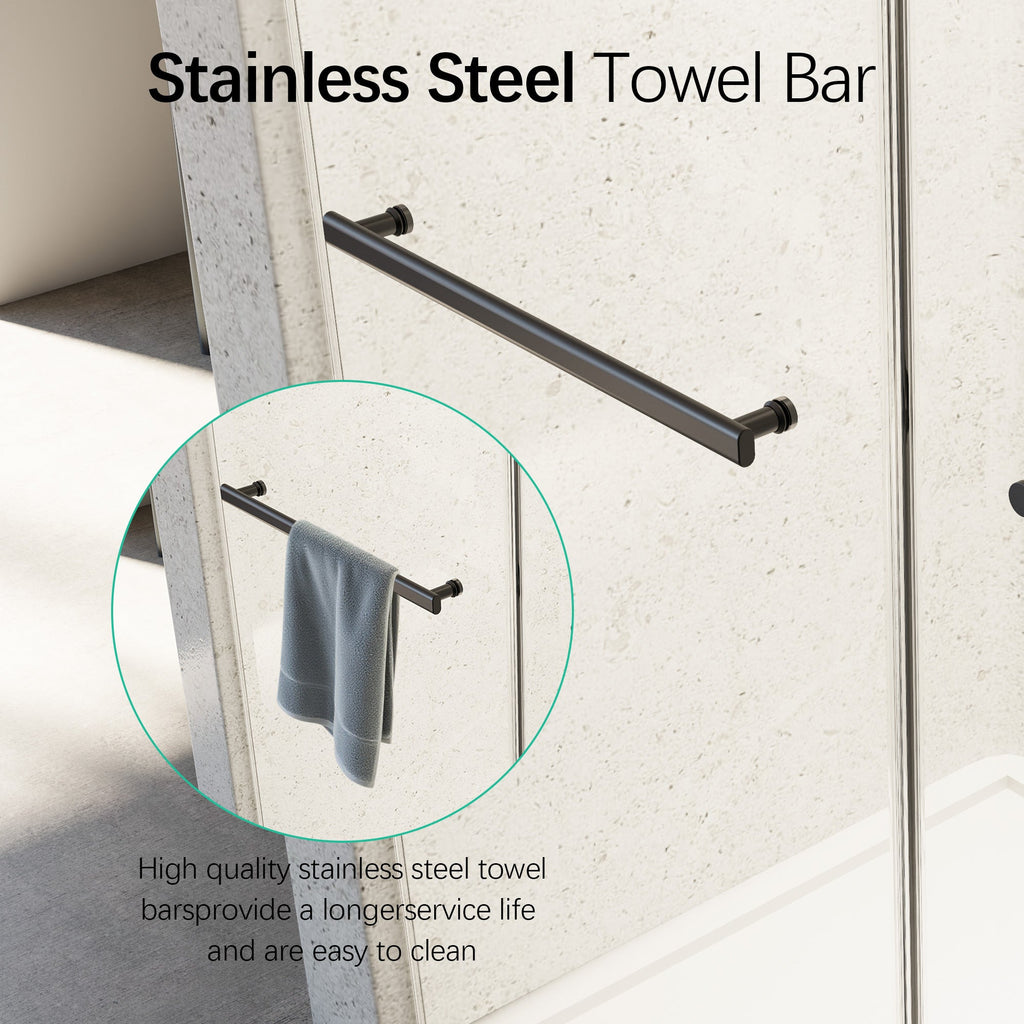 Frameless Double Sliding Soft-Close Shower Door – Matte Black
