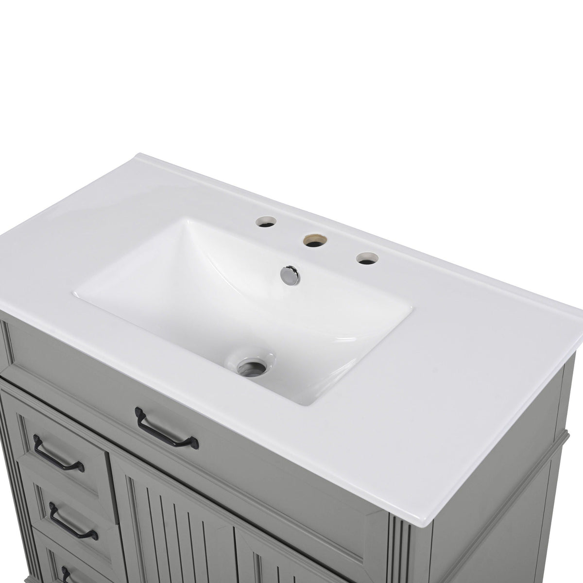 Bathroom Vanity With Sink and Drawers - Freestanding Solid Wood Cabinet