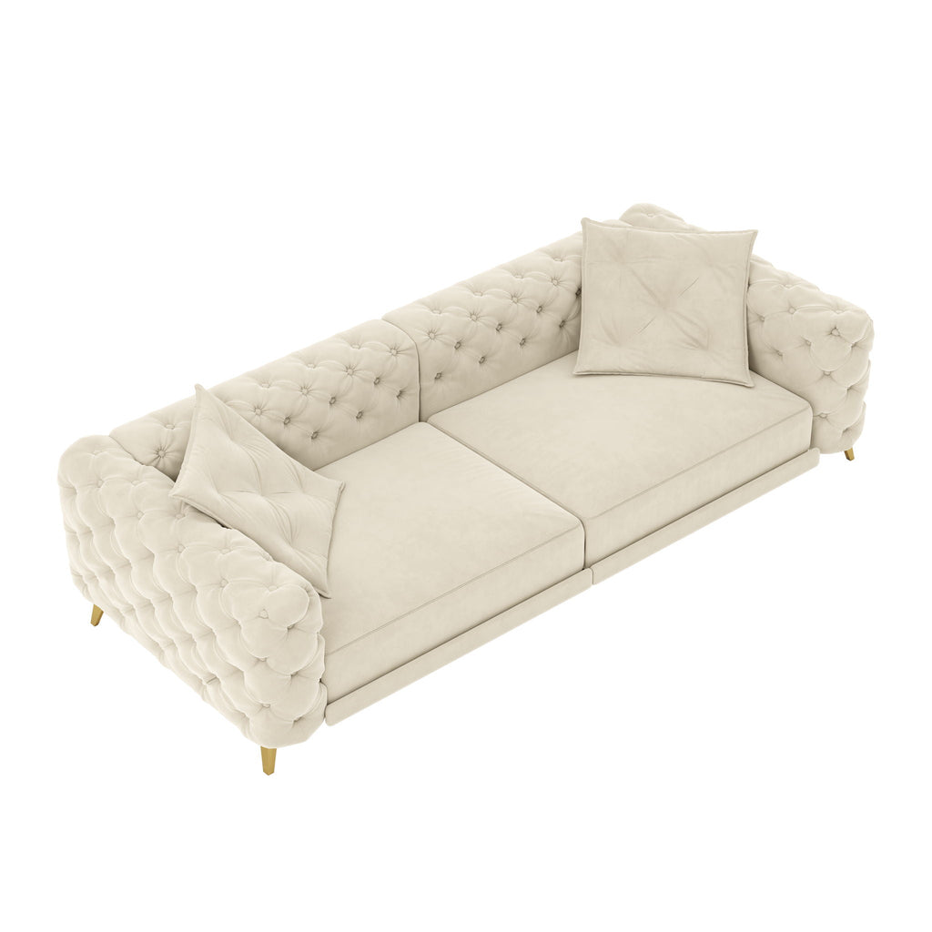 3-In-1 Convertible Sleeper Sofa Set with Deep Seat & Movable Ottoman - White, Beige, Gray