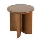 Walnut Finish Pine Wood Round Side Table with Fan-Shaped Legs - Walnut