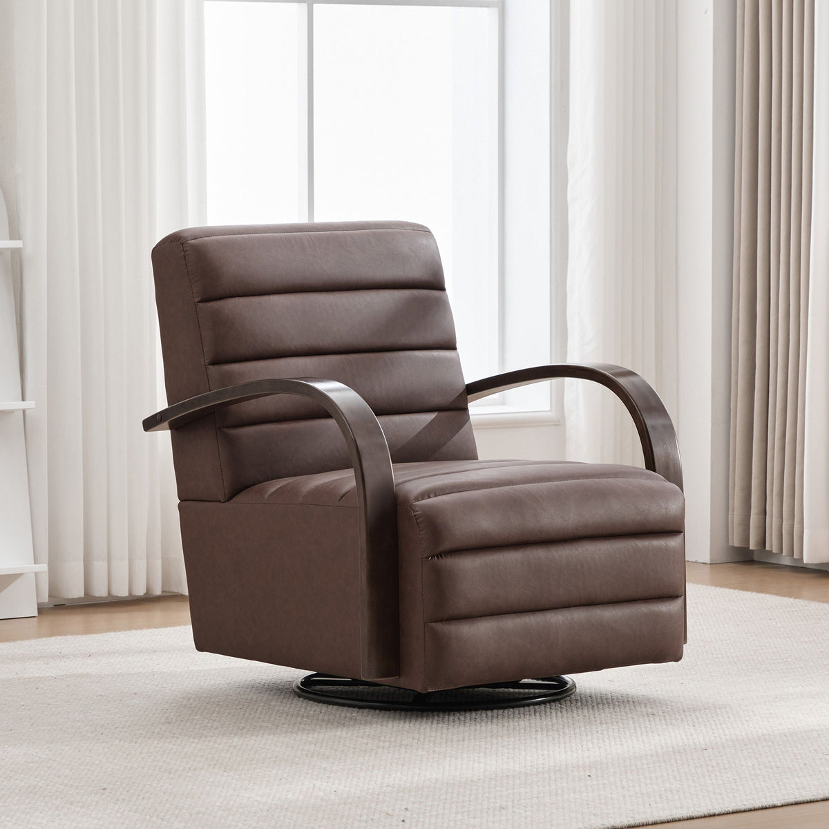 360° Swivel Accent Chair with Armrests - Dark Brown or Dark Gray