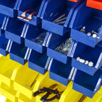 90 Parts Bin Shelving Storage Organizer with Locking Wheels - Black/Yellow