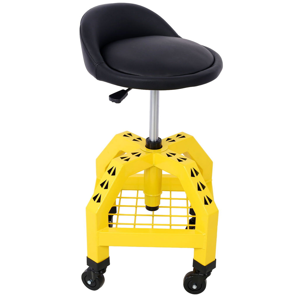 Pneumatic 360 Degree Swivel Creeper Stool with Adjustable Height - Red, Yellow, Green, Dark Gray