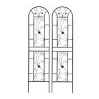 4 Pack Metal Garden Trellis with Decorative Peacock Design - Rustproof Iron