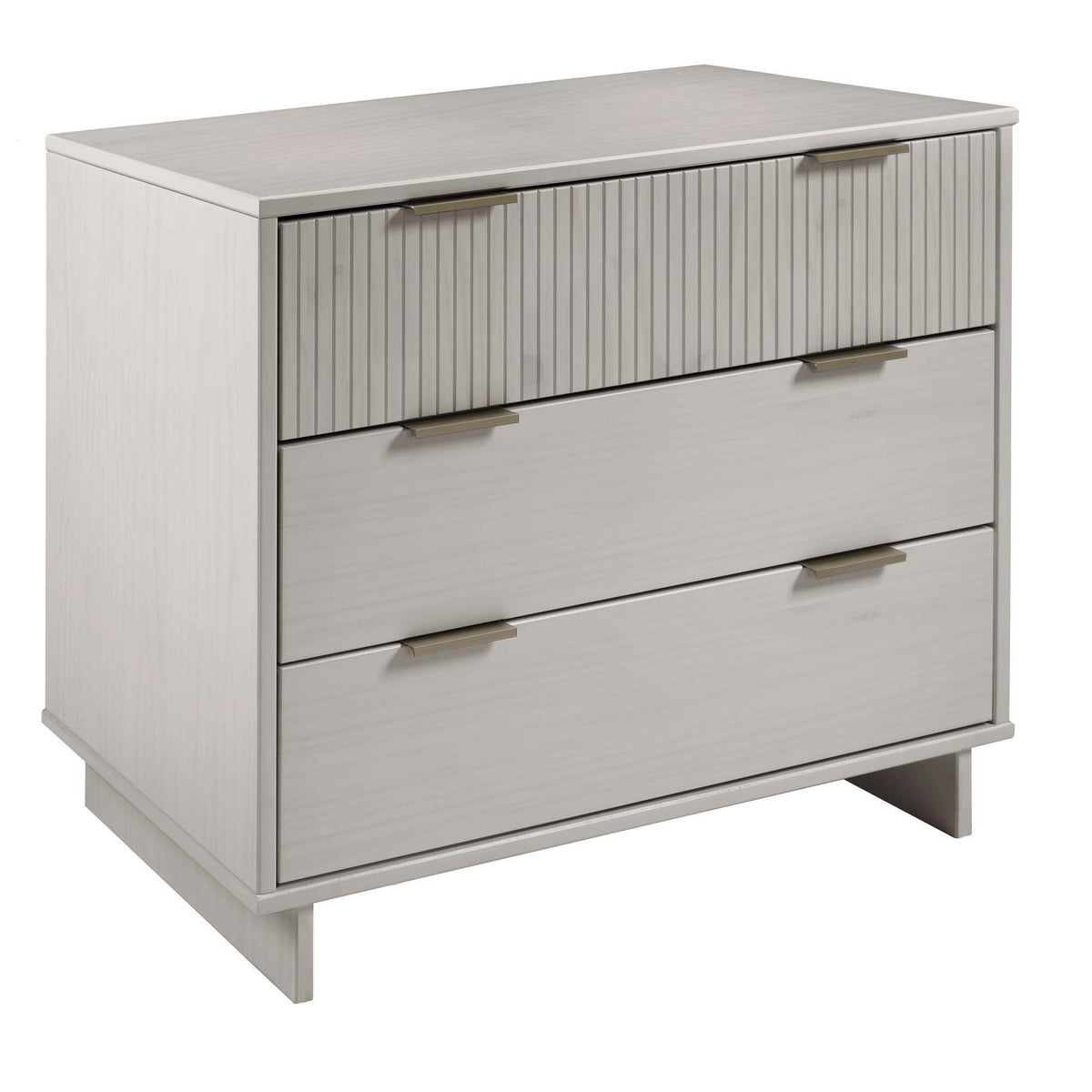 Solid Wood 3 Drawer Dresser with Ribbed Fronts - Multiple Colors
