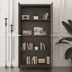 Modern Sideboard Buffet with Mirrored Doors and Adjustable Shelves - Dark Brown or Gray