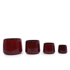 Bean Paste Red 4-Piece Ceramic Planter Pot Set with Drainage Hole - Indoor Outdoor