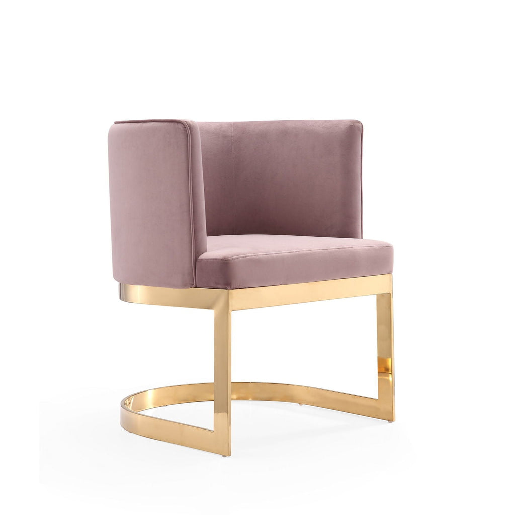 Aura Dining Chair with Brass Frame - Pink, Blue, or Beige