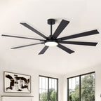 Large Ceiling Fan with Dimmable LED Light and Remote Control - Black or Dark Brown