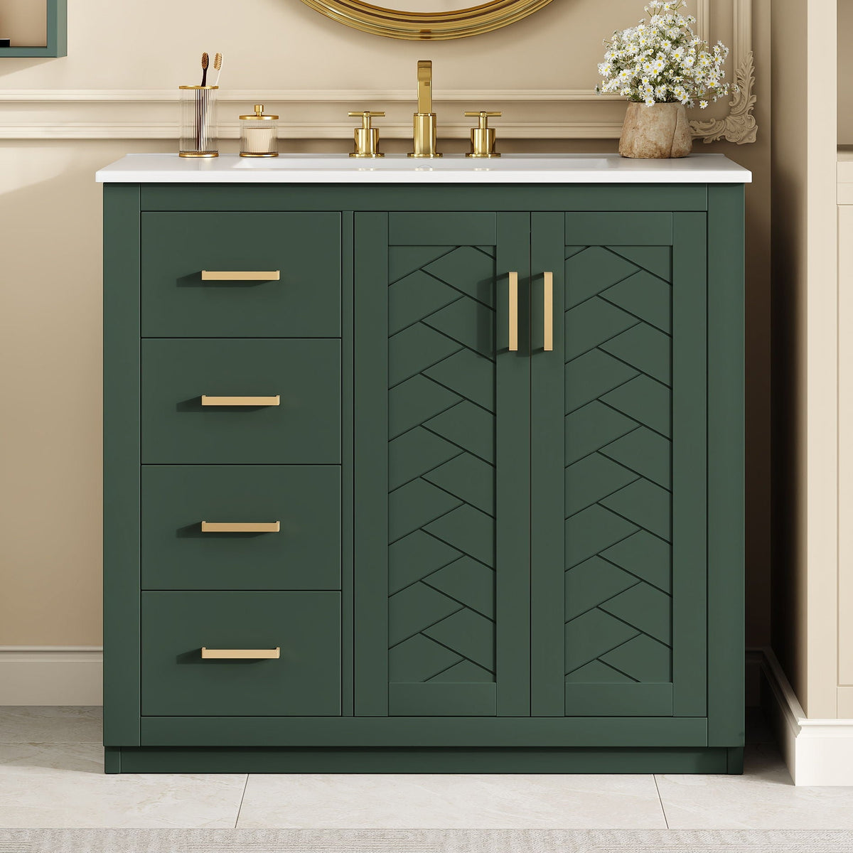 Bathroom Vanity With Sink Combo, Storage Cabinet, Freestanding Set