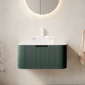 DINA 30" Bathroom Vanity with Floating Curved Edges and Crystal Glass Basin - Sintered Stone Top