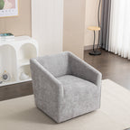 Modern Upholstered Barrel Armchair with 360° Swivel - Gray